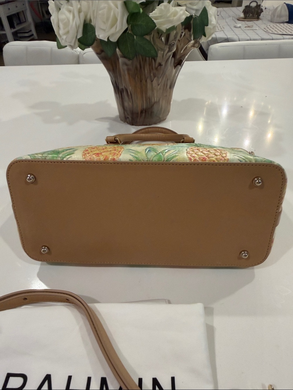 Brahmin Duxbury Satchel Multi Pomparo Pineapple -Print with Tassel - Picture 5 of 17